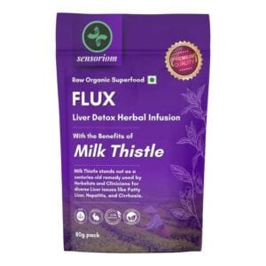 Sensoriom Flux Herbal Infusion | Milk Thistle for Liver Detox | Caffeine-Free, Non GMO Ayurvedic Herbal Drink