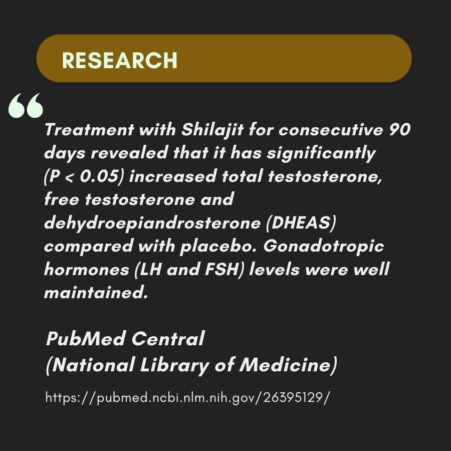 Clinical research Shilajit 90 days testosterone DHEAS increase randomised trial PubMed National Library of Medicine men vitality
